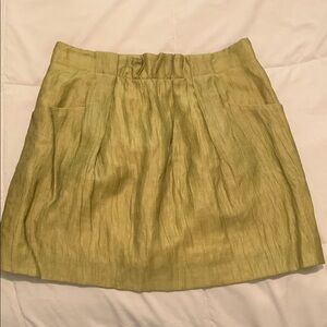 J. Crew Green Pleated Bubble Mini Skirt Casual